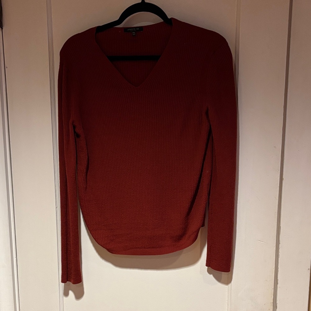 Lafayette 148 New York 100% Wool Red Knit Sweater